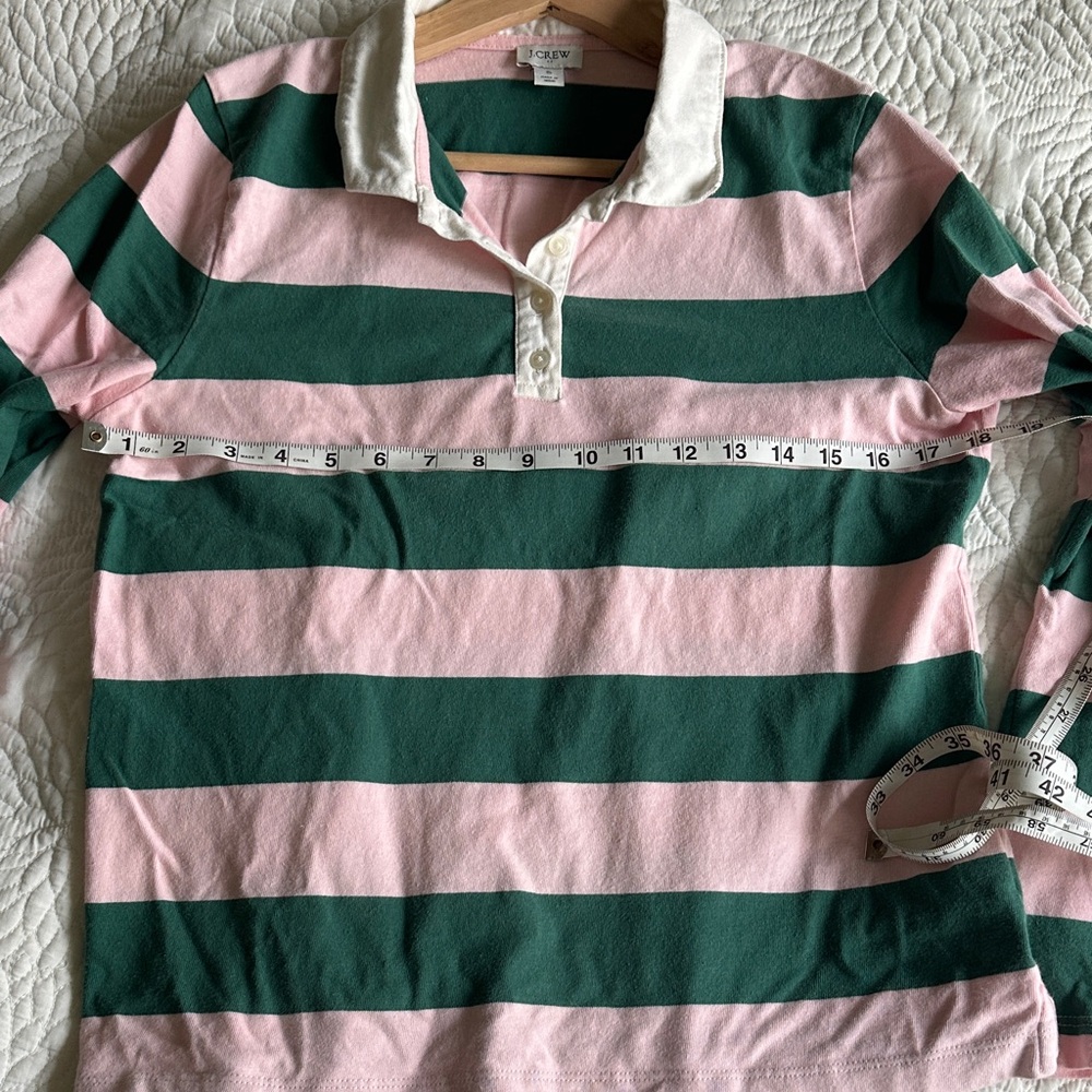 J. Crew Pink and Dark Green Striped Rugby Shirt - Picture 5 of 6